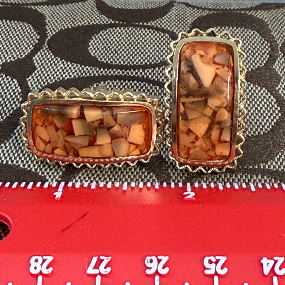 Vintage Dante Gold-Tone Cufflinks | Mid-Century Mosaic Inlay | Signed - Picture 5 of 5